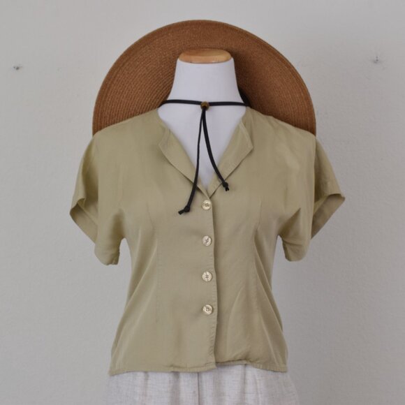 Vintage 90s Fitted Rayon Blouse by KENAR size 6 - Picture 5 of 11